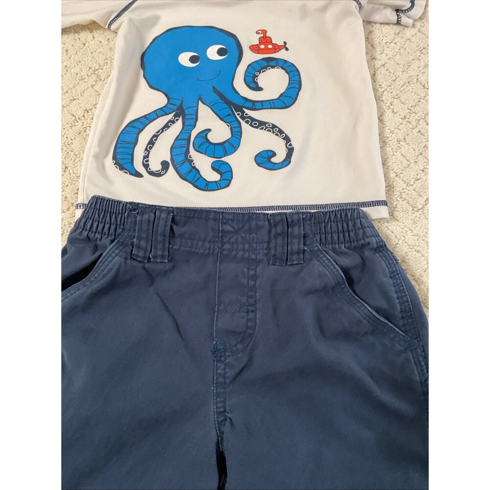 Boys Carter’s T-Shirt(4t) White & Circo Pull-on Shorts(3t) Blue Set - Picture 9 of 15